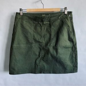 •PraAna Olive Green Organic Cotton Utility Skirt